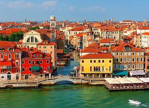 美女,风景,大运河,彩色,建筑,老,中世纪,房子,威尼斯,意大利