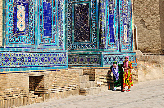 锡釉陶器,瓷砖,装饰,墓地,撒马尔罕,丝绸之路,乌兹别克斯坦,中亚
