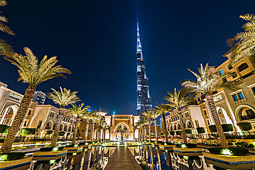 哈利法,夜晚,迪拜,阿联酋