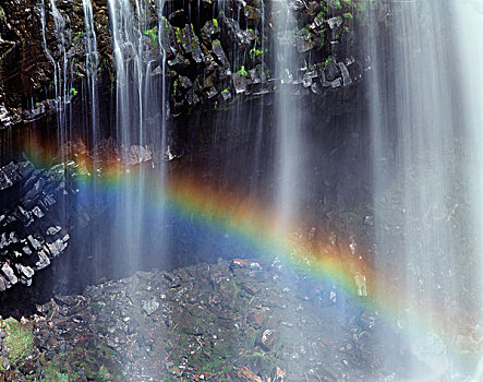 美国,华盛顿,雷尼尔山国家公园,彩虹,瀑布,大幅,尺寸