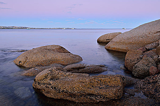 岩石,花冈岩,海岸,黄昏,岛屿,港口,南澳大利亚州,澳大利亚