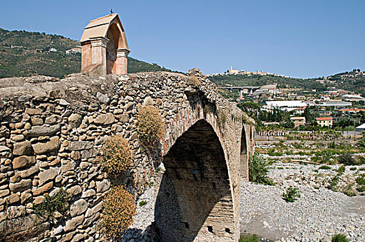 中世纪,拱形,桥,穿过,阿根廷,河,里维埃拉,利古里亚,意大利,欧洲