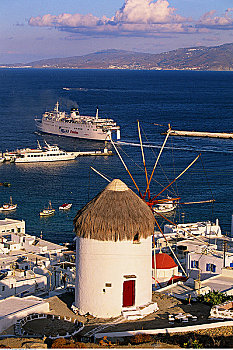 风车,米克诺斯岛,希腊