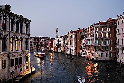雷雅托桥,大运河,方向,教堂,邸宅,威尼斯,威尼托,意大利,欧洲