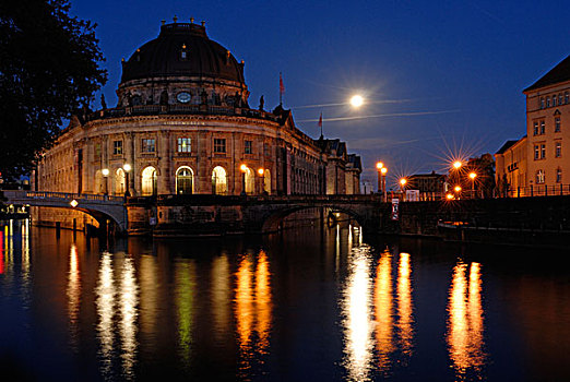 夜景,博物馆岛,岛屿,世界遗产,柏林,德国,欧洲