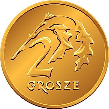 波兰,钱,两个,铜,硬币