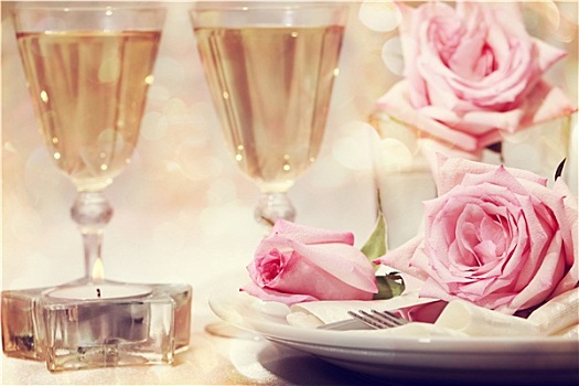 餐桌,漂亮,粉色,玫瑰