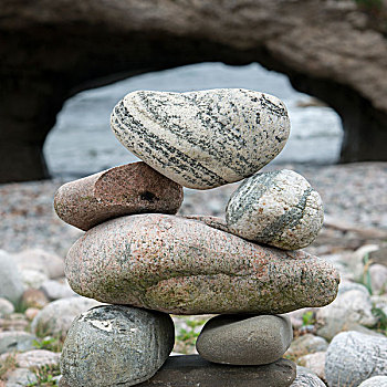 因纽石刻,海岸,波特兰,溪流,格罗莫讷国家公园,纽芬兰,拉布拉多犬,加拿大