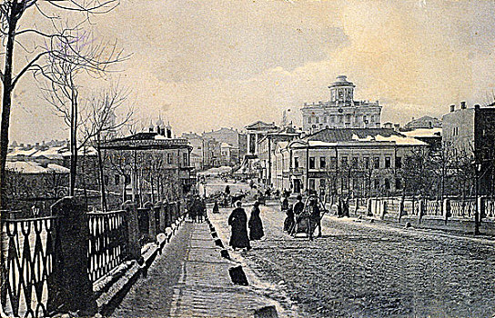 街道,冬天,莫斯科,俄罗斯,早,20世纪
