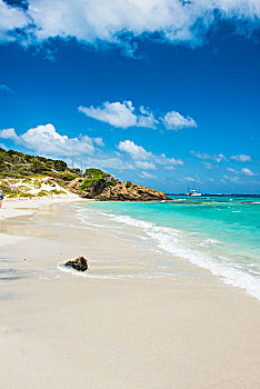 白沙,堤岸,青绿色,水,多巴哥岛,格林纳丁斯群岛,加勒比
