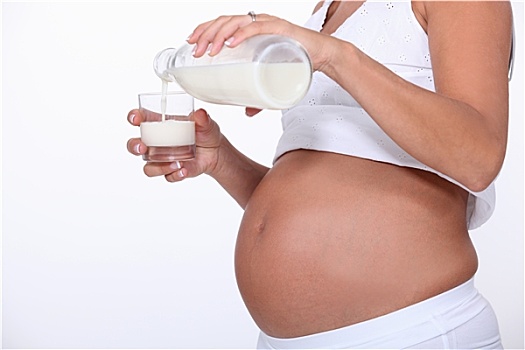 孕妇,喝,牛奶