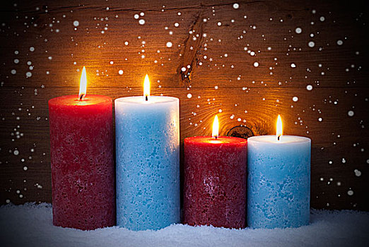 圣诞贺卡,四个,蜡烛,降临节,雪花
