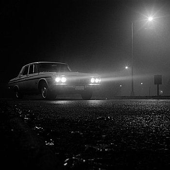 汽车,途中,雾状,夜晚