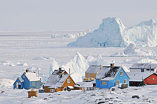 彩色,正面,冰山,迪斯科,岛屿,格陵兰,北极,北美