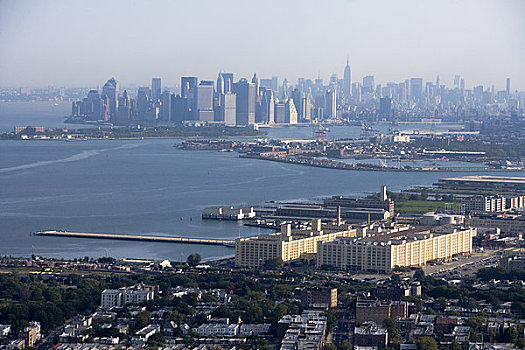 航拍,纽约,天际线,布鲁克林,曼哈顿,日出,美国