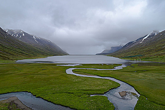 风景,峡湾,山,阴天,冰岛