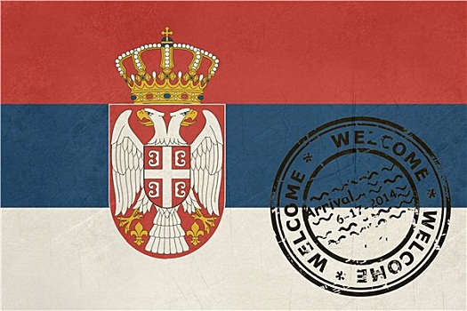 欢迎,塞尔维亚,旗帜,护照