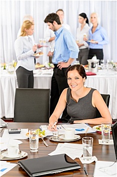 职业女性,工作,餐饮,自助餐