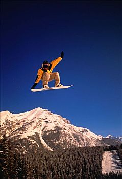男人,滑雪板,加拿大,落矶山,艾伯塔省