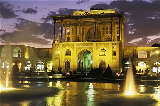 伊朗,宫殿,夜晚,喷泉