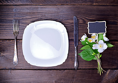 空,白色,盘子,餐具