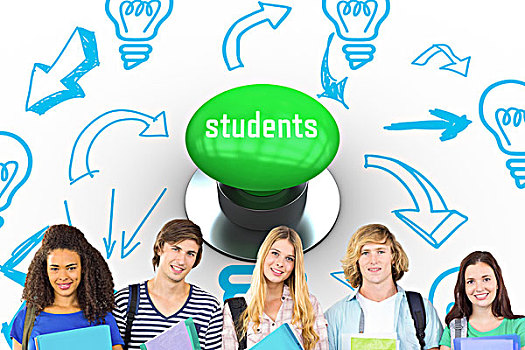 学生,电脑合成,绿色,按键,文字,高兴,大学生,拿着,文件夹