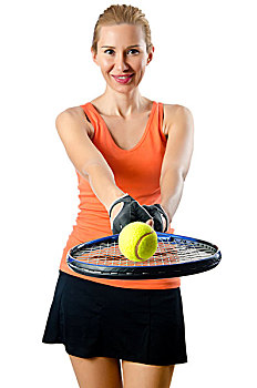 女人,网球手,白色背景