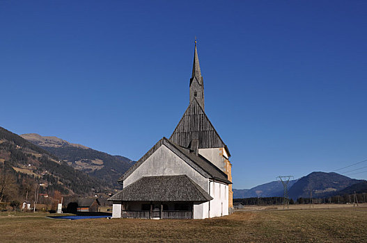 教堂,山