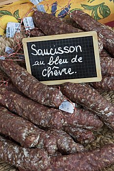 香肠,出售,市场,乡村,普罗旺斯,法国