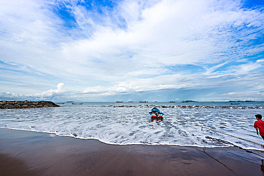 印尼,风光,大海,沙滩,船