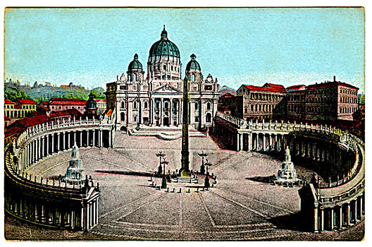 广场,梵蒂冈,历史,插画,1898年