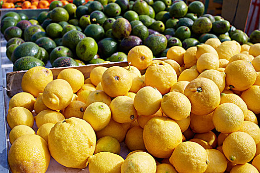 柠檬,黄色,市场,户外,地中海,西班牙