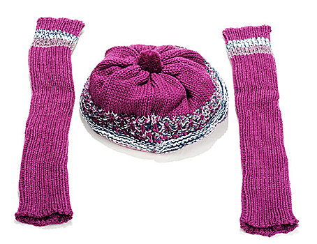 紫色,编织,冬天,帽子,袖子