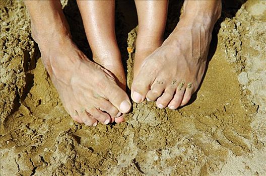 脚趾,沙子,威尼托,意大利