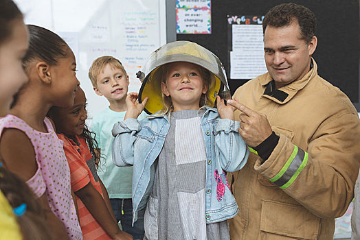 消防员,教育,火灾,安全,学童,学校