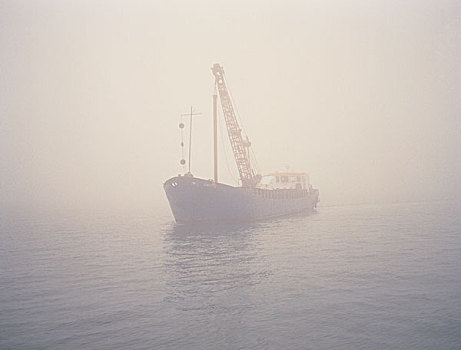 船,水,围绕,雾气,威尼斯,意大利