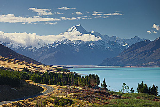 普卡基湖,奥拉基,库克山国家公园,坎特伯雷,南岛,新西兰