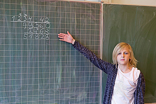 学生,计算,黑板,数学,授课,小学,下萨克森,德国,欧洲