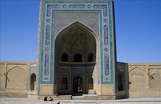 乌兹别克,男人,坐,户外,清真寺