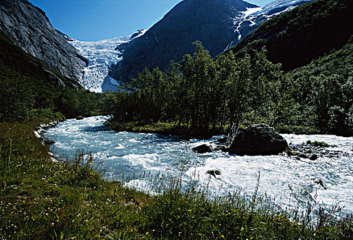 挪威,冰河,河流,大幅,尺寸
