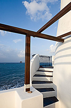 楼梯,石头,背景,埃奥利群岛,西西里,意大利