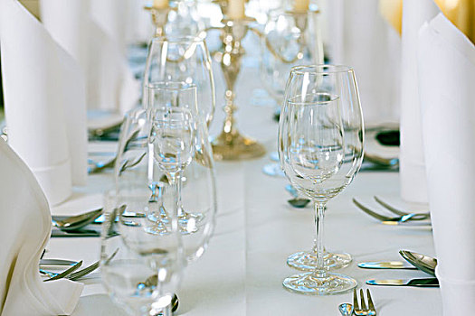 婚礼,装饰,桌子,银器,玻璃