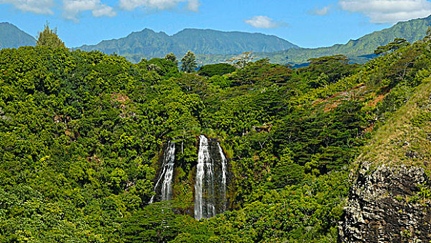 瀑布,考艾岛,夏威夷