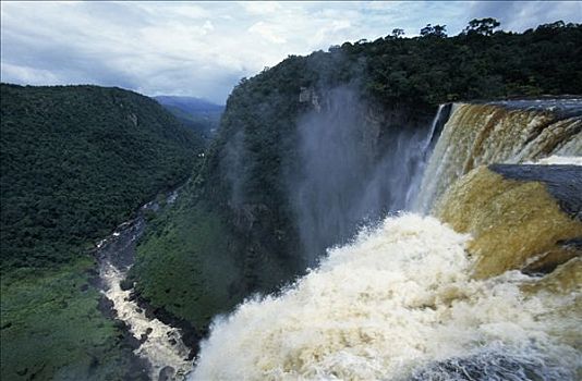 瀑布,河,圭亚那,南美
