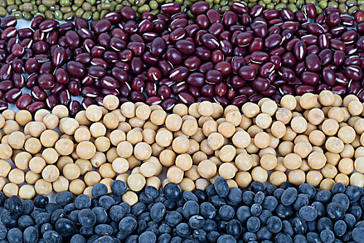 多种豆类和大米,黑米以及小米