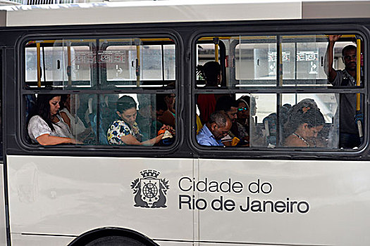 乘客,公共交通,巴士,里约热内卢,巴西,南美