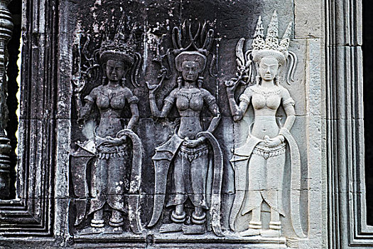 庙宇,雕刻,吴哥窟,收获,柬埔寨