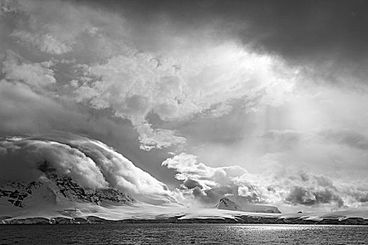 南极,南大西洋,风暴,雪,云,上方,半岛,年轻,画廊