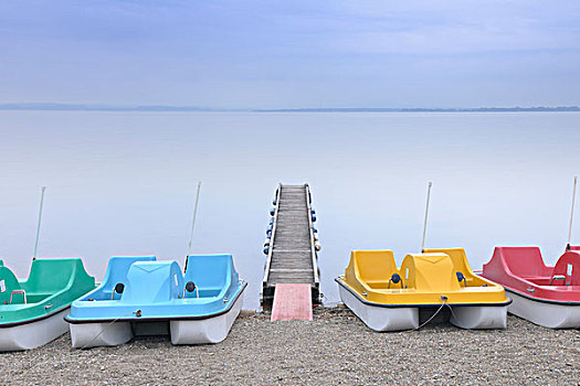 桨轮船,码头,湖,基姆湖,巴伐利亚,德国