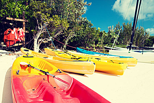 夏天,独木舟,活动,假期,概念,沙滩